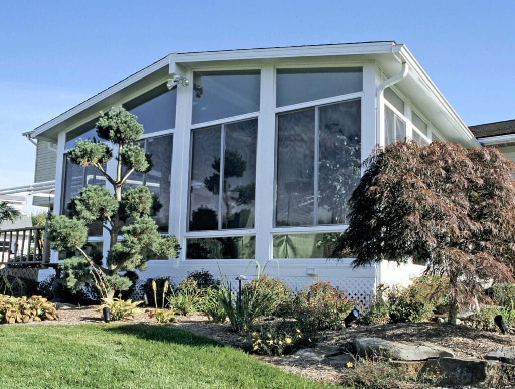 Gable sunroom from the yard view