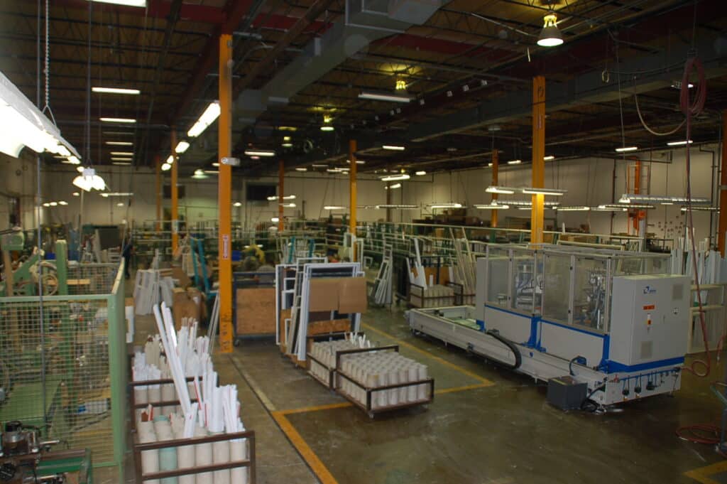 Warehouse with manufactured windows