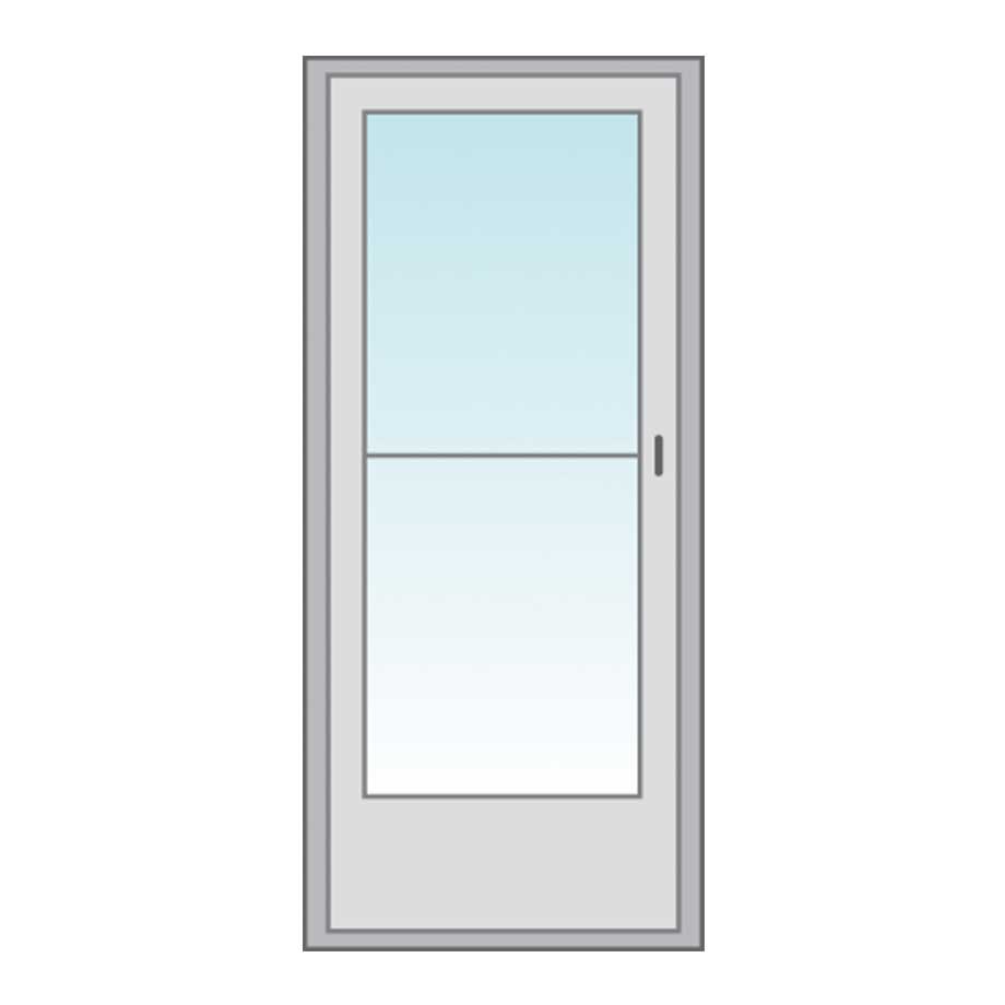 self-storing storm door line drawing