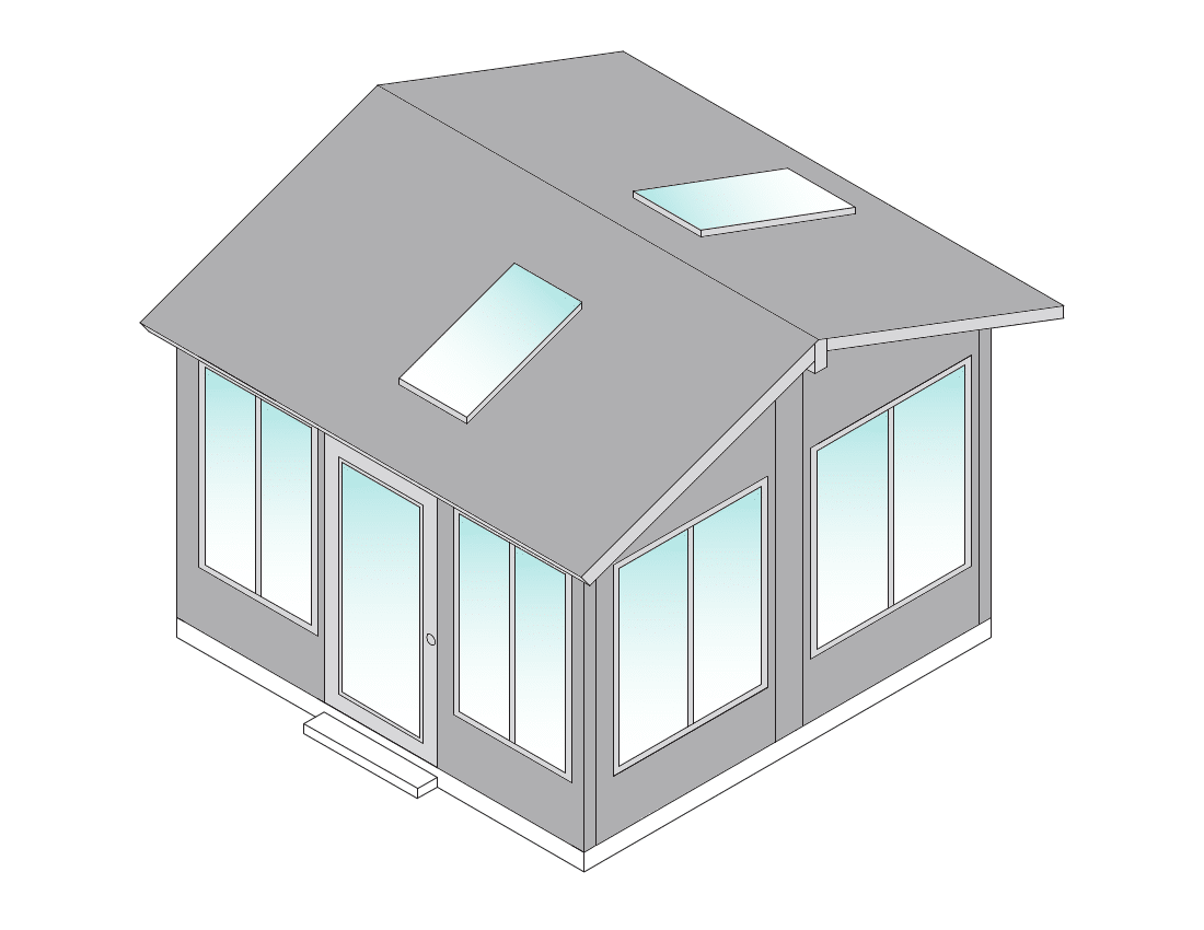 Gable sunroom design line drawing