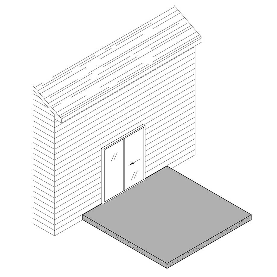 line drawing of foundation concrete slab for deck
