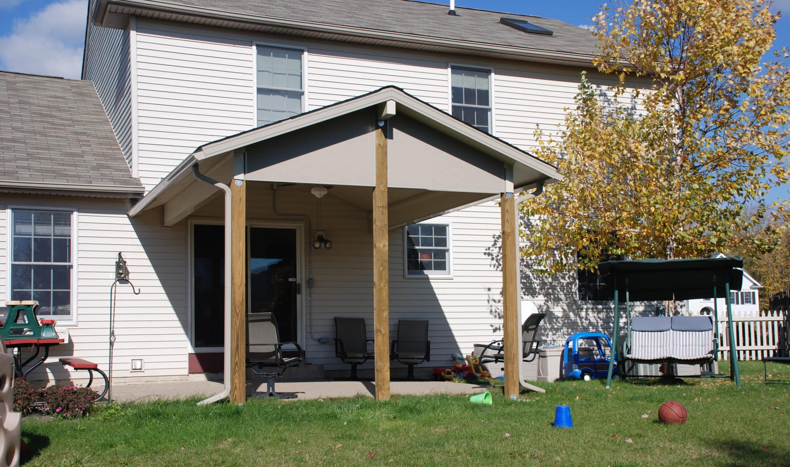 Wood support beam for patio cover