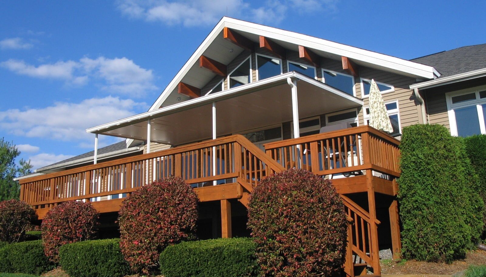 Extended roof on deck of home