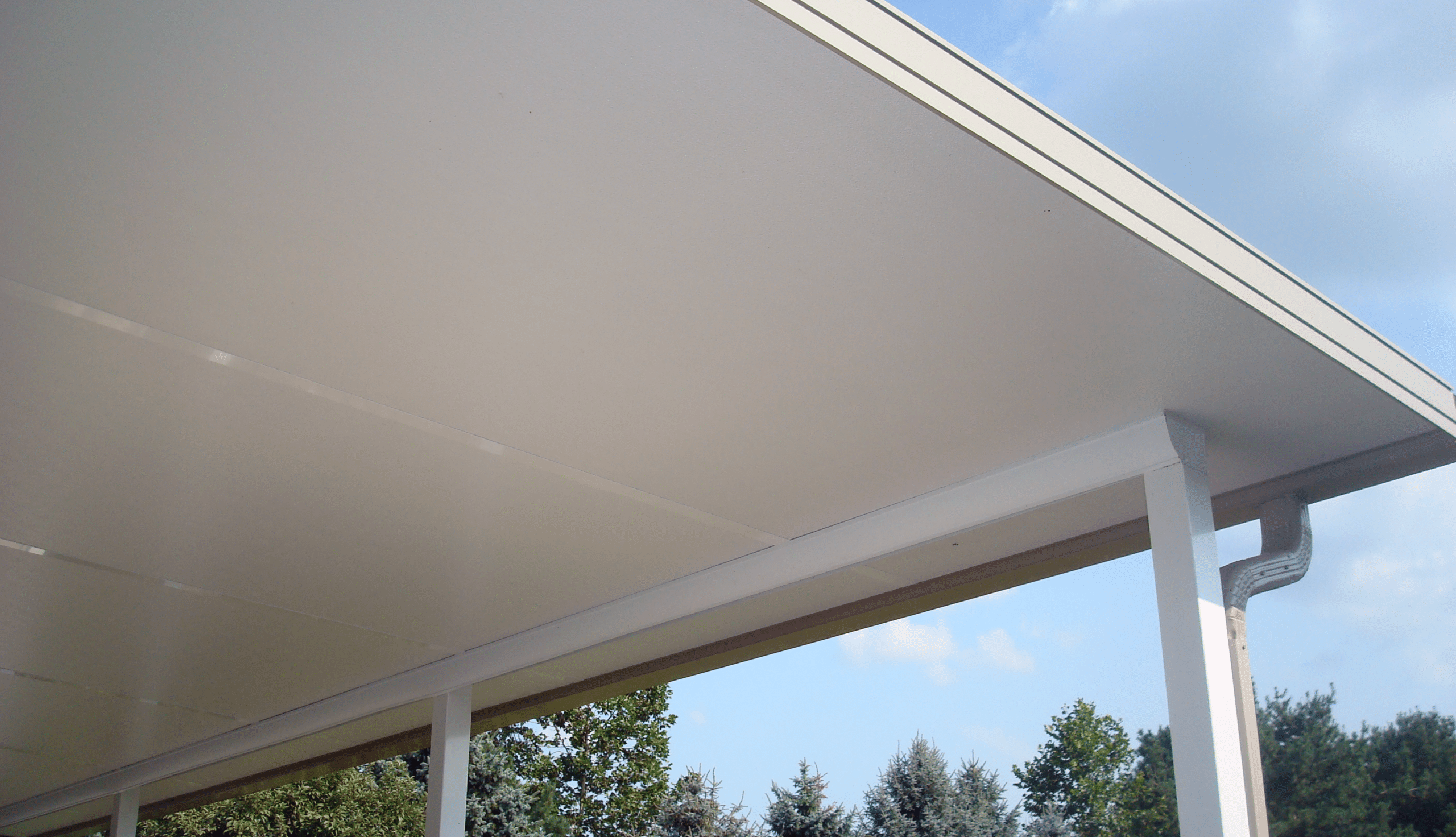 Patio cover and sky in background