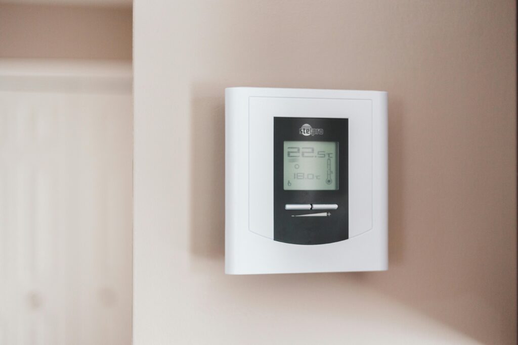 programmable thermostat on wall